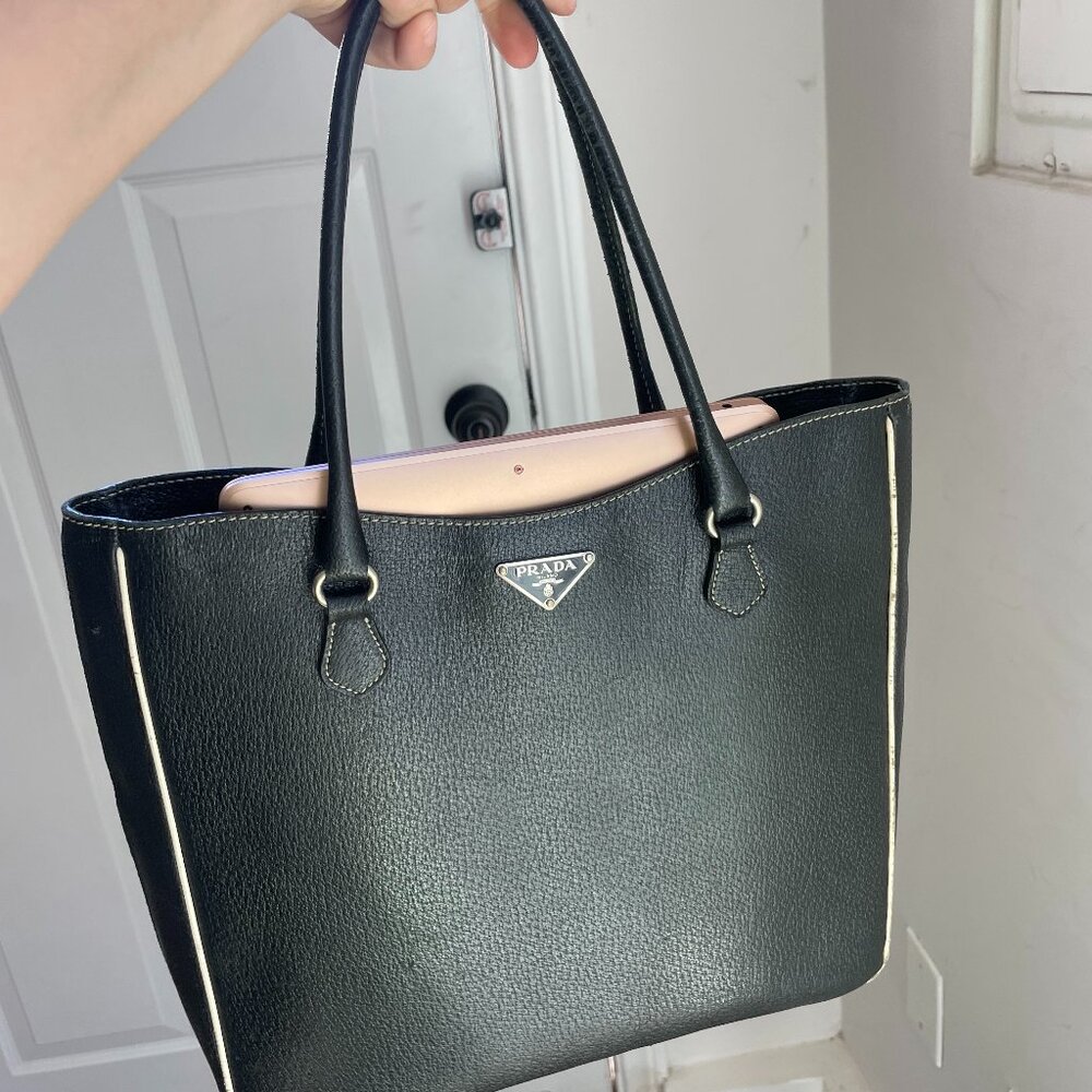 Prada Black Tote with Cream Trim